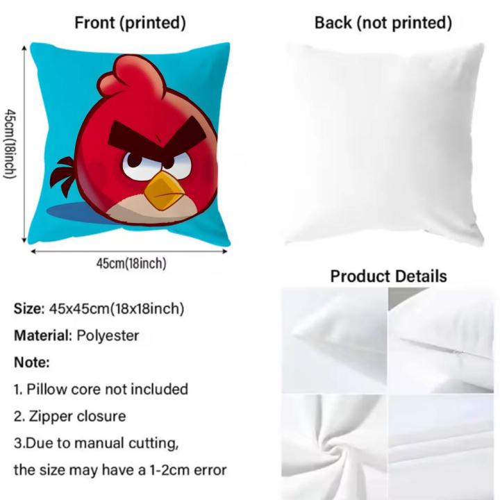 Angry Birds Cushion Cover Premium Comfort Reversible Pillow Cove -Two ...