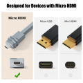 Micro HDMI Cable to HDMI 4K 60Hz Short HDMI to Micro HDMI adapter Cable for Gopro Hero Tablet Camera portable Screen Laptop. 