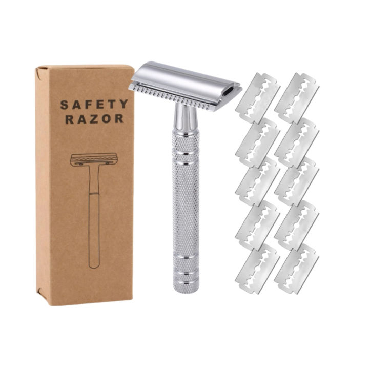 High Quality Men's /Women'sShaving Tool Double Edge Safety Razor With 10PCS Stainless Steel Blade