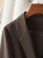Elegant Brown Blazer for Women Single Button Slim Fit Business Commuter Suit Jacket Korean Fashion OL Style New Spring/Autumn. 