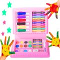 42 Pcs Color Set/Kit for Drawing & Painting Portable Art Box | 12 Water Colors, 6 Sketch pens, 10 Crayons, 8 Pastel Oil Colours, Sharpener, Eraser | Best Gift for Kids. 
