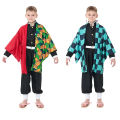 Kids Demon Slayer Corps Kimetsu No Yaiba Cosplay Costume - Kamado Tanjirou Uniform with Anime Cloak Agatsuma Zenitsu Dress-Up Ou. 