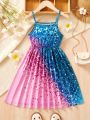 Children's Clothing for Girls: Sparkling All-Over Print Dress, Fashionable Strap Dress for Girls Aged 1-8, Dazzling Strap Dress. 