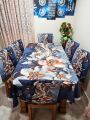 Digital 3D print dining table cover with 6pc matching chair cover_ full 7 pc set. 