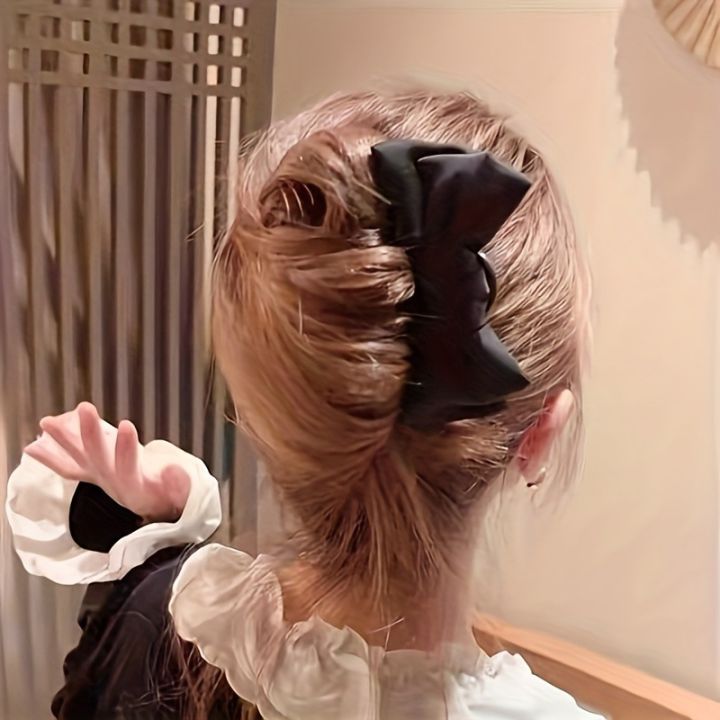 1pc%20Fashion%20Women's%20Bow%20U-shaped%20Hair%20Clip%20Suitable%20for%20Girl%20Daily%20Wear%20Accessory%20Elegant%20Black%20Boutique%20Hairpin%20Hair%20Accessory%20-%20Image%202
