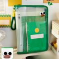 Macaron Transparent A4 File Bag Large-capacity Textbook Storage Zipper Student Hand-held Thickened Waterproof Storage Bag. 