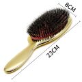 1pc Luxury Gold and Silver Color Boar Bristle Paddle Hair Brush Oval Hair Brush Anti Static Hair Comb Hairdressing Massage Comb.