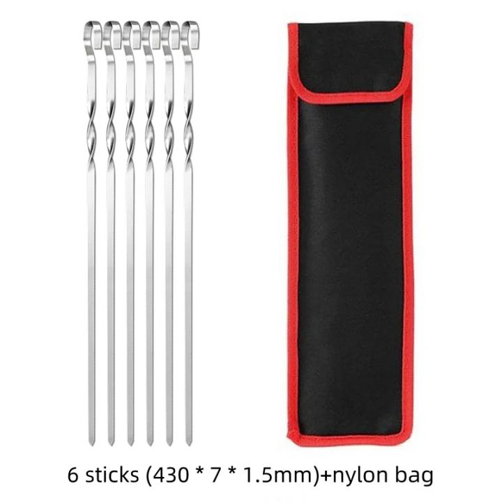 6/8pcs%20Kabab%20Koobideh%20Skewers%2017%20Inch%20Stainless%20Steel%20Grilling%20BBQ%20Skewer%20Reusable%20Barbecue%20Skewers%20Flat%20Stick%20with%20Wood%20Handle%20-%20Image%205