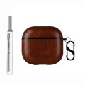 Retro Leather PU Case For AirPods 4 4th ANC 2024 Cover With Cleaner Pen Headphone Wireless Charging Box For AirPods 4 Coque Capa. 
