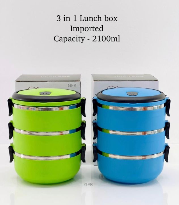 Three Layer Tiffin Box / 3 Containers Lunch Box  2100ml