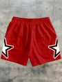 2025 Summer new breathable fitness 3D letter printed star pattern casual, fashionable, soft and comfortable men's shorts. 