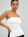 European and American Hot Girl  Simple Solid Color Sleeveless Short Vest for Women Commuting Style Strapless. 