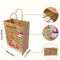 8-48pcs Christmas Series Kraft Paper  Bags,Party Candy  Packaging,Cartoon Elk Snowman Christmas Tree Printed Tote Bags. 