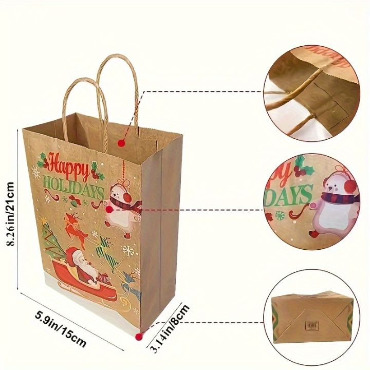8-48pcs%20Christmas%20Series%20Kraft%20Paper%20%20Bags,Party%20Candy%20%20Packaging,Cartoon%20Elk%20Snowman%20Christmas%20Tree%20Printed%20Tote%20Bags%20-%20Image%204