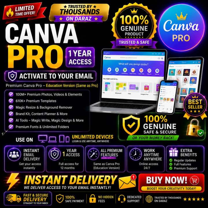 Canva Education Pro | 1 Year Access | Upgrade Your Own Account | Instant Link