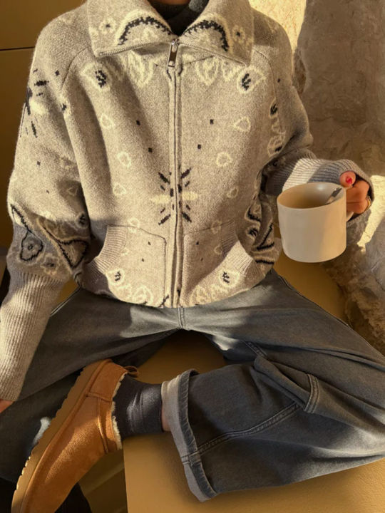 Vintage%20Knit%20Jacquard%20Stand%20Collar%20Women%20Cardigan%20Zipper%20Full%20Sleeve%20Pockets%20Loose%20Sweater%20New%202026%20Spring%20Lady%20Soft%20Knitwear%20-%20Image%206