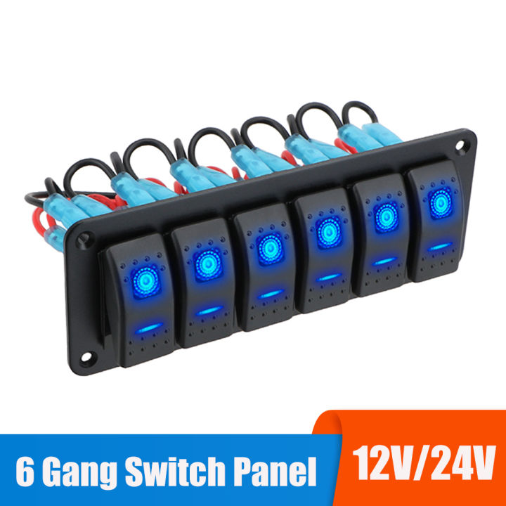 24V 12V Switch Panel 6 Buttons Light Toggle LED Automotive Car ...