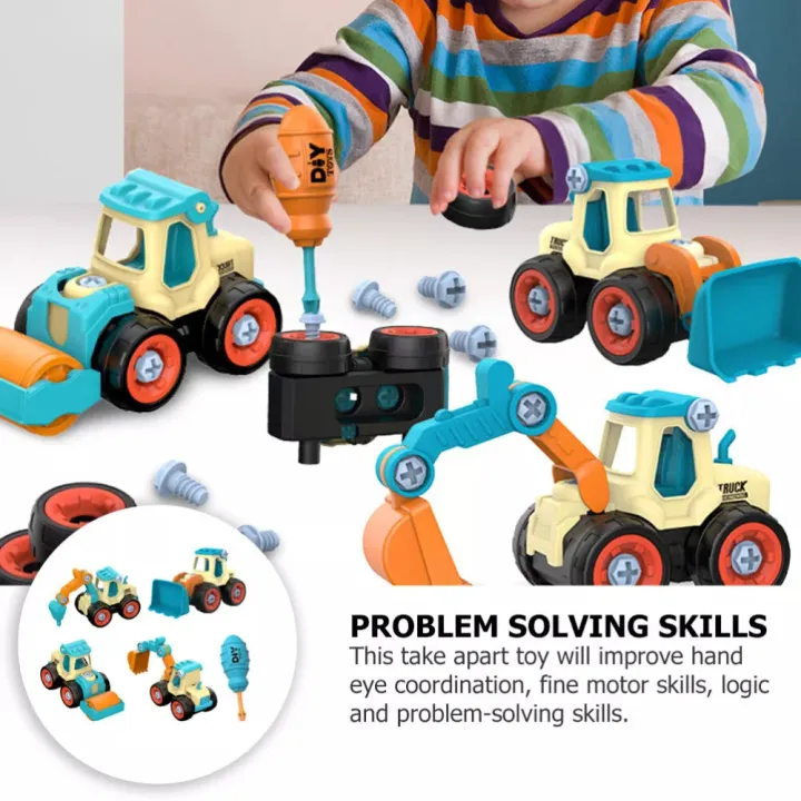 Engine Disassembly Toy Children's DIY Disassembly Engineering Car Toy with Nut Assembly Puzzle ...