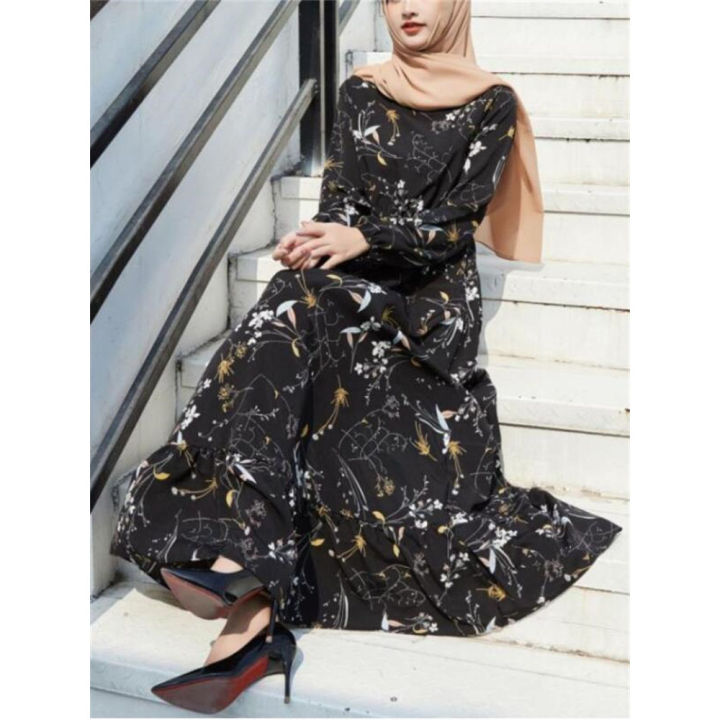Spring%20Summer%20Female%20Solid%20Full%20Sleeve%20O-neck%20Casual%20Dress%20Women%20Bohemian%20Long%20Dress%20Woman%20Muslim%20Maxi%20Dresses%20-%20Image%204