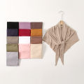 Solid Color Cotton Triangle Scarf Muslim Hijab Shawls Woman Soft Wraps Lady Fashion Causal Turban Islamic Jersey Headband.