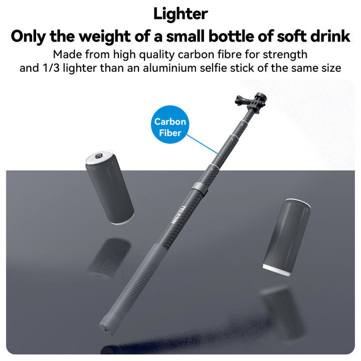 TELESIN%201.2M%203M%20Carbon%20Fiber%20Selfie%20Stick%20Monopod%20Extendable%20With%201/4%20Screw%20For%20GoPro%20Insta360%20Osmo%20Action%20DJI%20Action%20Camera%20-%20Image%207