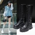 Women's Mid Calf Boots Padded Shoes Knee High Winter Sneakers Punk Style Casual White Black 2024 Lucury Platform Woman.