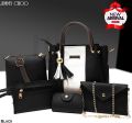 5 Pcs Jimmy Choo Bag Set, Good Quality, Small Pouches, Light Weight, Material, Soft Leather, Must Watch Real Video, With Chain. 
