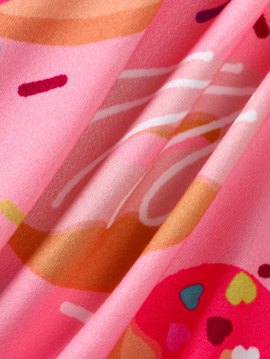 Pink%20cute%20donut%20full%20print%20short%20sleeved%20round%20neck%20girl's%20dress%20-%20Image%206