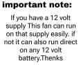 12 Volt DC Mini Adjustable Fan For Both Indoor & Outdoor Use  (10 inches). 