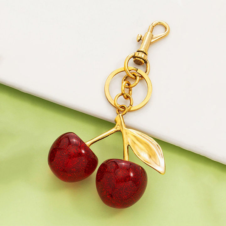 Cherry%20Keychain%20Charm%20Shiny%20Resin%20Metal%20Bag%20Accessory%20Elegant%20%20for%20Women%20Purse%20or%20Handbag%20Decoration%20-%20Image%204