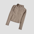 Long Sleeve Fitness Running Shirts For Women Stand Up Collar Gym Clothes Workout Dry Fit Breathable High Elastic Zipper Sports.