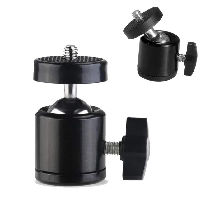 Mini Ball Head Mount Adapter 1/4 Inch Screw Aluminum Alloy, 360° Rotatable Tripod Ball Head for DSLR Camera Phone Fill Light