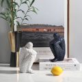 Set Of two Black & White Thinking statue Silent Philosopher Decorative Sag| The Solitary Scholar Thoughtful Shelf Sculpture Decoration Piece for Office, Library, Room. 