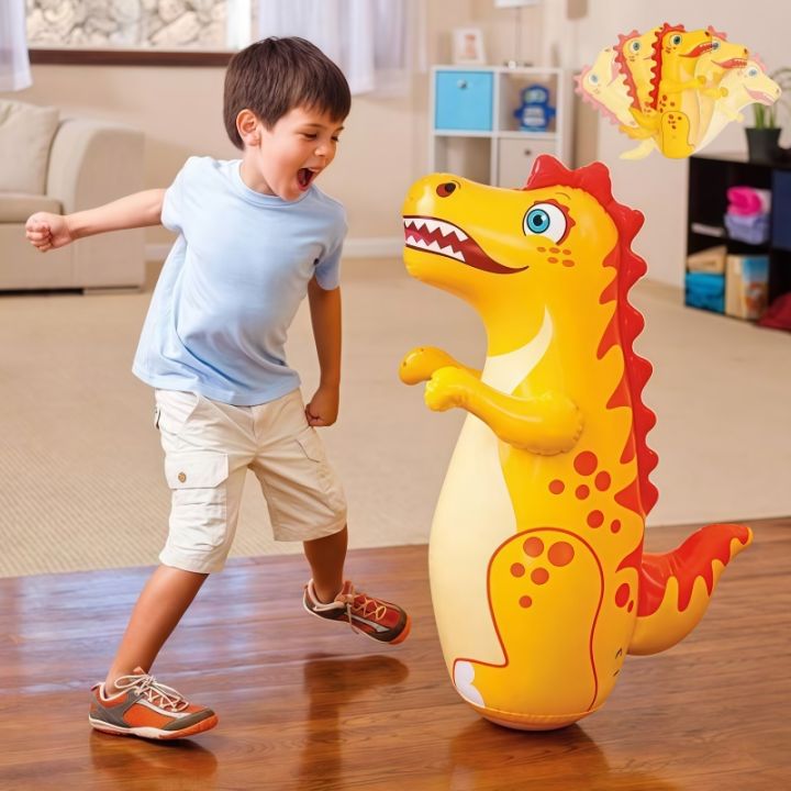 Kids Tumbler Inflatable Standing Punching Boxing Bag Air Stuffed Dinosaur Children Beach Activity Supply Family Party Toy