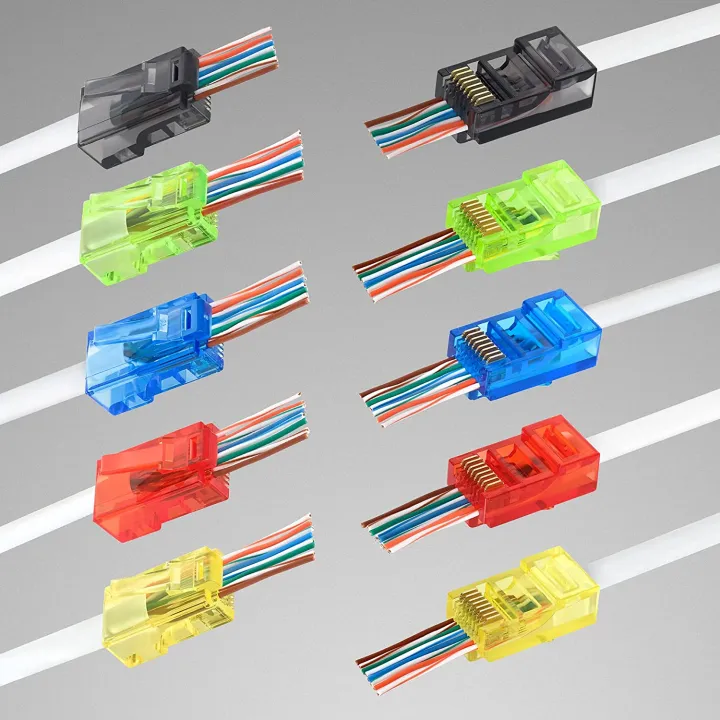 50PCS%20RJ45%20Cat6%20Pass%20Through%20Connectors,%20Assorted%20Colors%20EZ%20to%20Crimp%20Modular%20Plug%20for%20Solid%20Or%20Stranded%20UTP%20Network%20Cable%20-%20Image%203