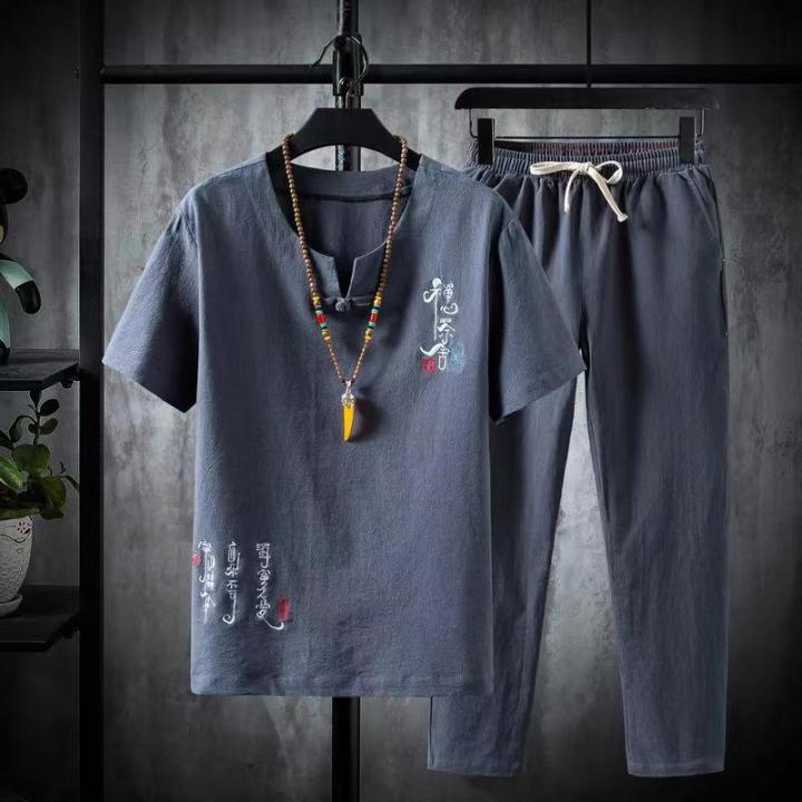 2024%20Summer%20Shirt%20+%20Trousers%20Suit%20Chinese%20Style%20Men%20Shirt%20Cotton%20and%20Linen%20Shirts%20Men's%20High%20Quality%20Casual%20Shirts%20Two%20Piece%20-%20Image%203