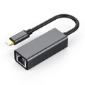USB-C to RJ45 Gigabit Ethernet Adapter, which allows devices with a USB-C port to connect to a wired Ethernet network. .