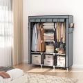 Portable Closet Wardrobe for Hanging Clothes with 2 Hanging Rods and 8 Storage Organizer. 
