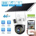 Solar Panel Dual Lens 4G Sim CCTV Camera Outdoor Color Night Vision PIR Alarm Two Way Audio IP Camera (Dailog sim not support). 