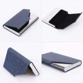 Metal Business Card Holder - Waterproof PU Leather Stainless Steel Card Case for Men and Women. 