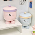 Mini Small Desktop Trash Can With Lid - Cute Countertop Waste Paper Basket For Bedroom Coffee Table & Office Desk - Blue Pink. 