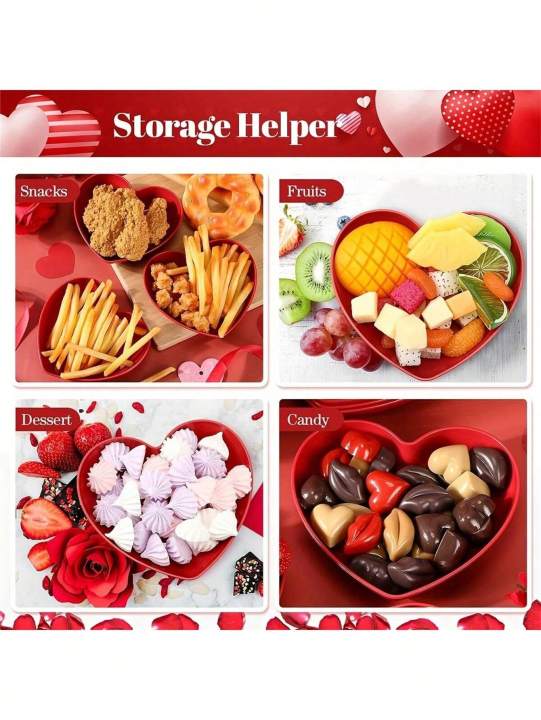 1/5/10/20pcs%20Plastic%20Heart%20Shaped%20Dinner%20Plate%20Set%20-%20Red%20And%20Pink%20Heart%20Themed%20Fruit%20Snacks%20Plate,Suitable%20For%20All%20Parties%20-%20Image%205
