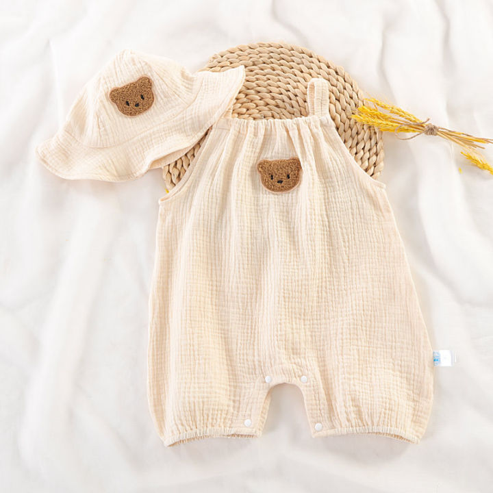 Newborn%20Baby%20Summer%20Thin%20Bodysuit%20Girls%20Sleeveless%20Suspenders%20Romper%20Suit%20Boys%20Cute%20Embroidery%20Cartoon%20Pajamas%20+%20Hat%202%20Piece%20Set%20-%20Image%207