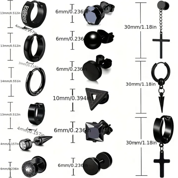 30pcs%20316L%20Stainless%20Steel%20Cross%20Stud%20Earrings%20Set%20for%20Men%20Women,Tragus%20Spiral%20Ear%20Cartilage%20Hypoallergenic%20Piercing%20Jewelry%20-%20Image%205