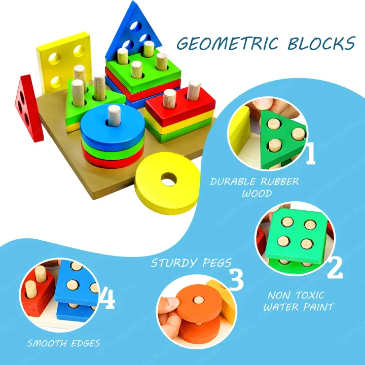 Intellectual%20Geometric%20Shape%20Matching%20Four%20Column%20Blocks%20Educational%20&%20Learning%20Toys,%20Wooden%20Geometric%20Shape%20Sorter%20Puzzle%20-%20Image%204