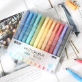 6/24 Colors/box Morandi Retro Double Headed Highlighter Pen Vintage Fluorescent Pens Set Student Drawing Markers Stationery. 