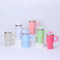 Mini 14oz Stainless Steel Tumbler Insulation Coffee Cup Water Bottle Mug With Straw In-Car Vacuum Flasks Mug For Holiday s.