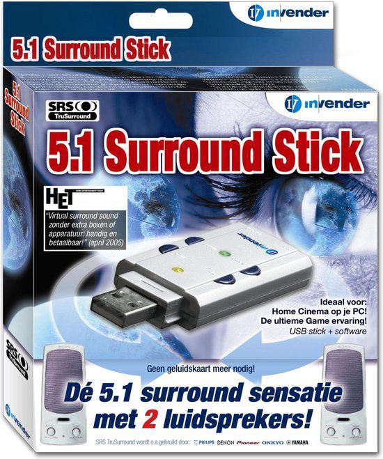 Invender 5.1 Channel Virtual Surround Sound Card USB Stick