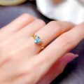 Natural Blue Topaz Ring S925 Sterling Silver Heart-shaped Blue Gemstone Women's Jewelry Free Delivery. 