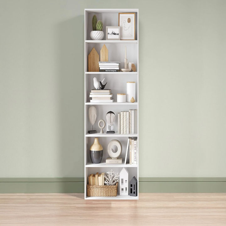 6-Tier Floor Standing Bookshelf -Story High Bookshelf, Shelf Display Storage Rack, Home Decorative Furniture, Suitable for Home Offices, Living Rooms, and Bedroom 72/16''